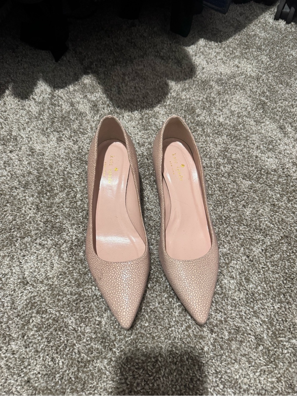 Kate Spade Nude Blush Pink Pointed-Toe Leather Pumps Size 6.5